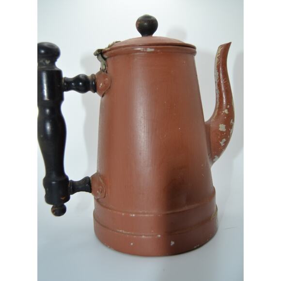 Vintage Copper Tea Kettle / Coffee Pot with Vertical Wood Handle with Lid - Picture 1 of 4